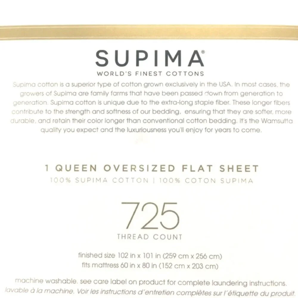 new LIGHT BLUE Wamsutta Dream Zone 725 TC 100% Cotton Oversized QUEEN Flat Sheet